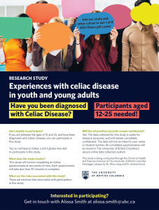 Research Study celiac disease youth young adults