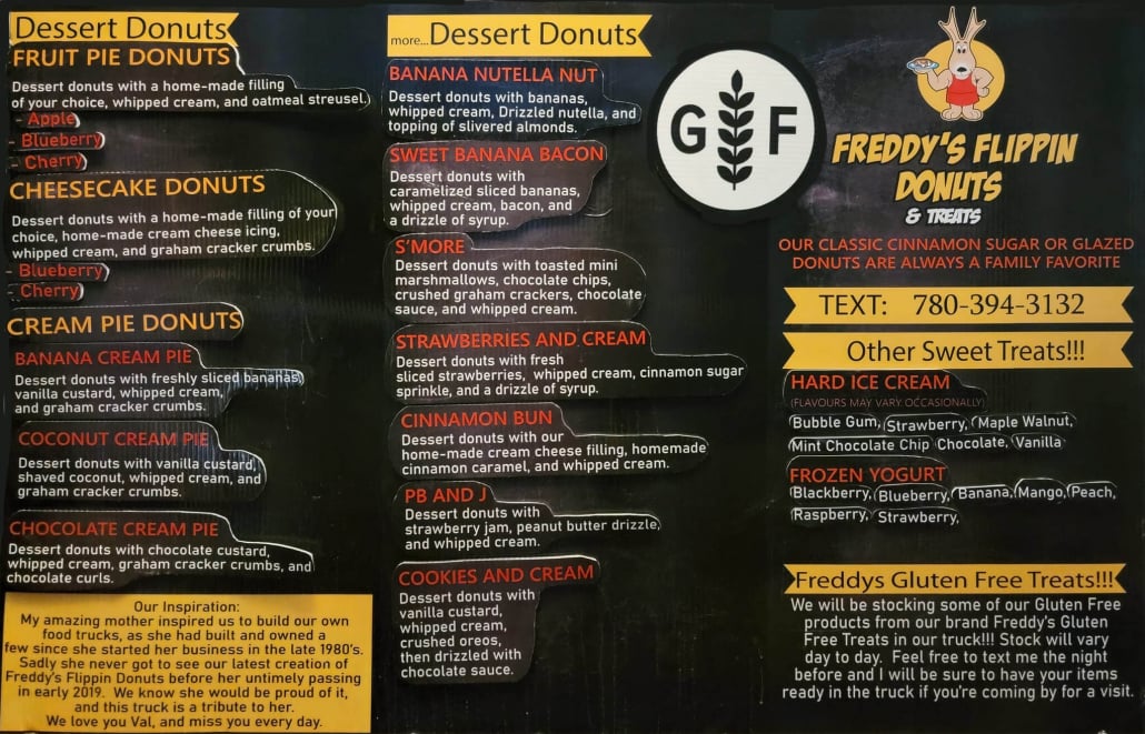 Freddy's Flippin Donuts Menu 2