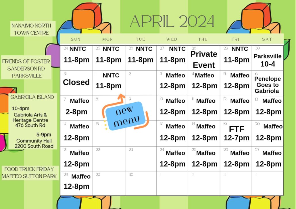 Van Isle Poutinerie April 2024 Schedule