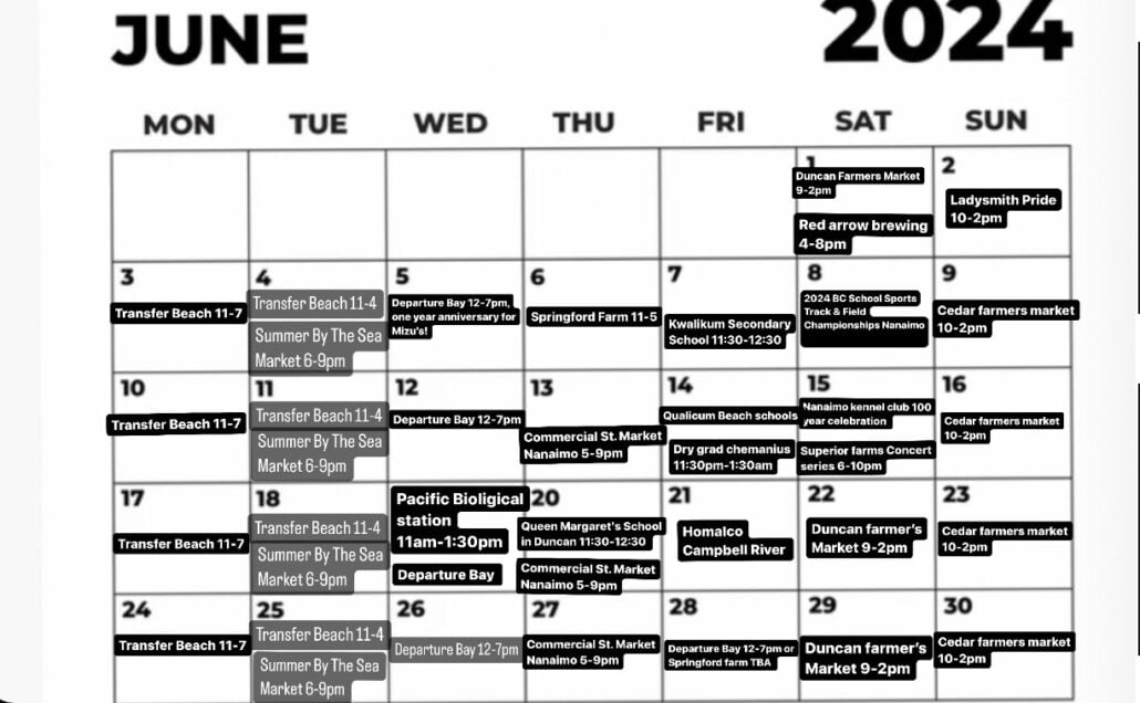 Mizu June Schedule